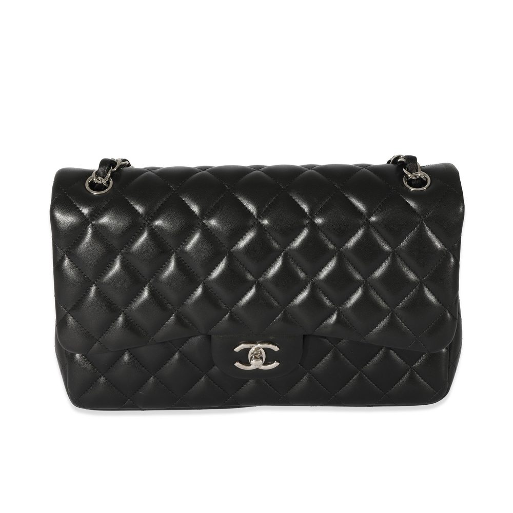 Chanel Black Lambskin Jumbo Classic Double Flap